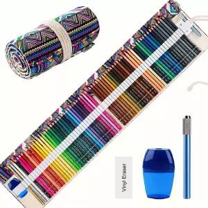 용 컬러링북을 72색 색연필 프리미엄 아티스트 연필 세트 수제 캔버스 포장 추가 액세서리 포함
