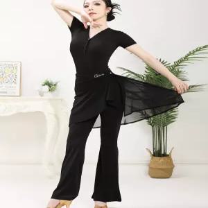 여성 댄스복 쉬폰 치마 라인댄스복 레깅스 팬츠 바지 복 라인 스포츠 공연 상의 랩 연습 판