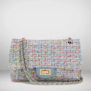 스튜디오세라 클리어런스 소가죽 트위드 크로스백 H20H597 스카이블루