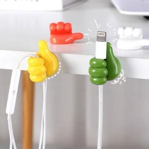 10/100개 다용도 케이블 클립 정리기 벽걸이형 실리콘 엄지손가락 모양 자가 접착 코드 홀더 와이어 걸이
