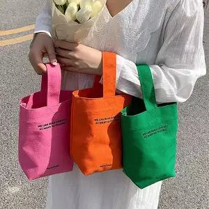 키즈이 캔디 컬러 미니 캔버스 런치백 텀블러백