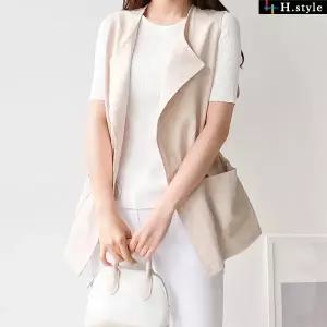 [하프클럽/에이치스타일](OT)린넨숏베스트/여름/자켓/점퍼/JK/린넨/마/빅사이즈/코트/트렌치/사파리/빅
