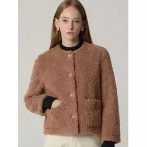 [르오트(LeOT)] 양모100 코지 블룸 컬링 부클자켓