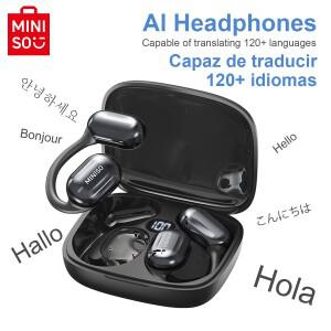 MINISO MS162 스마트 블루투스 번역 이어 버드 무선 헤드폰 채팅 헤드셋 사무실 여행, 16mm 드라이버 유닛