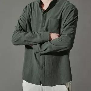 남성 차이나카라 셔츠 루즈핏 데일리 베이직 남성 린넨 셔츠 여름