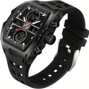 FANMIS 남성용 독특한 직사각형 흰색 손목시계 - 디지털 아날로그 듀얼 타임 디스플레이 카운트다운