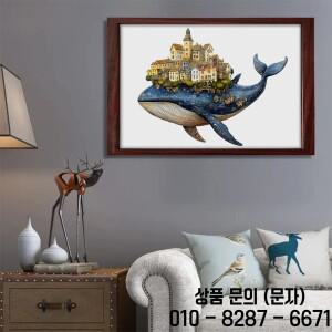 장인 고래 성 나무 퍼즐 손으로 만들어진 동물 마을 중급 도전 및 해양 벽 예술 휴대용 가족 게임