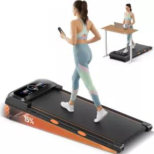 오토 경사 15 12레벨 및 스피커 포함 워킹 패드 러닝머신 3 in 1 책상 밑 450lbs 용량 RGB UI 화면 가정용