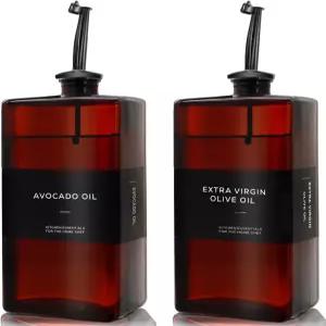 주방용 올리브 오일 디스펜서 병 자외선 차단 다크 글래스 16.9온스 및 식초 세트 간장 커피 시럽 2개