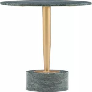 골드 메탈과 그린 마블 탑 앤 베이스가 있는 파월 에일린 음료 테이블