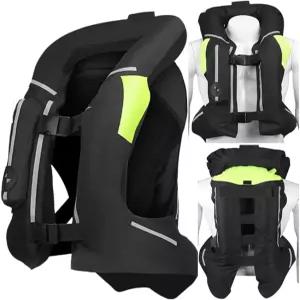 JIQHOHX 모터사이클 에어백 조끼 경량 스트립 및 백 아머 레이싱 라이드 서비스 0.18초 트리거 에어백블랙