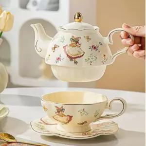 북유럽 커피잔 티포트 컵 플라워 접시 티팟세트 포장