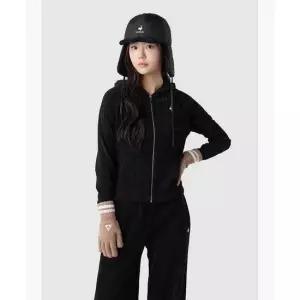 르꼬끄 LECOQ 여성 슬림핏 약기모 케이블 후드 집업 - 블랙 QQ422OFTN1 QQ422OFTN1_BLK0 463572