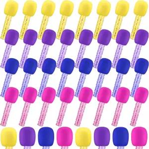 유다주 16세트 디스코 가수 무대 소품 생일 파티를 위한 마이크 캔디 튜브 플라스틱 장난감 컬러풀 가짜 록