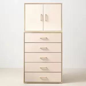 스코나 맨자노 800 5단 서랍장+도어 수납 상부장 세트 베이비장 아기옷장