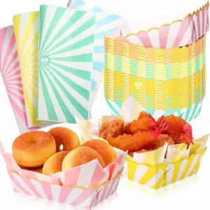 던줌 60 그리스 저항성 왁스 델리 종이 시트가 포함된 파스텔 음식 트레이 세트 크리스마스 파티 핫도그