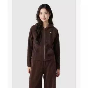 르꼬끄 LECOQ 여성 슬림핏 약기모 케이블 후드 집업 - 브라운 QQ422OFTN1 QQ422OFTN1_BRW0 463568