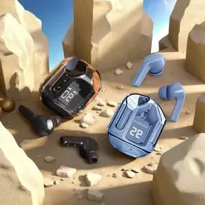 호환  T2 무선 블루투스 헤드셋 투명 무선 헤드폰 스마트 폰용 전원 디지털 디스플레이 스테레오 사운드 이