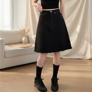 [다잇템] 여성 논스판 미디스커트 에이라인 진 하프 청치마