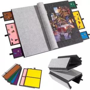 테크톡 접이식 퍼즐 보드 6개 색상 서랍 포함 성인용 휴대용 직소 테이블 초경량 펠트 플래터 커버 1500 10