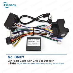 자동차 라디오 케이블 BMC7 안드로이드 헤드 유닛 전원 배선 하네스 어댑터 (CAN 버스 디코더 포함) BMW 호