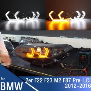 BMW 호환 2 시리즈 F22 F23 F87 M2 프리 페이스리프트 2012-16 화이트 M4 스타일 LED 크리스탈 엔젤 아이