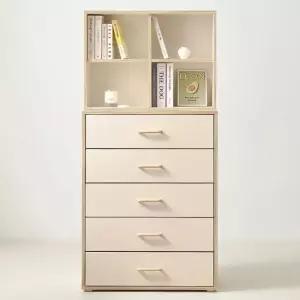 스코나 맨자노 800 5단 서랍장+오픈 수납 상부장 세트 베이비장 유아옷장