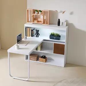 LED 조명 일체형 L자형 책상 책장 세트: 좁은 방의 공간 효율 200% 증폭