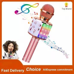 노래방 마이크 LED 조명이 있는 4 in 무선 휴대용 기계 가정용 KTV 플레이어