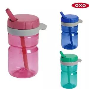 어린이 휴대 음료 용기 280ml 빨대 달린 밀폐형 투명 플라스틱 물통 외출용