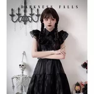 웬즈데이 다크 아담스 의상 블랙 할로윈 드레스 코스프레