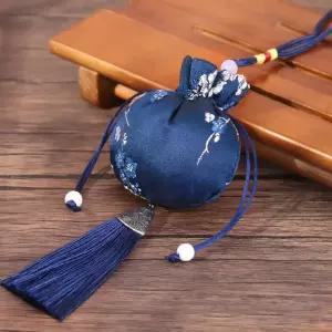 활용 방향 매화 광택 황금색 주머니 새틴 소품 군청색 미니 복 노리개 복주머니