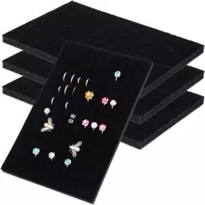 알리피스 주얼리 박스 귀걸이 및 반지 보관 디스플레이 매트 세트 4개를 정리할 수 있는 100 슬롯 링