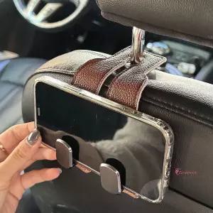 헤드레스트고리 엠보 고리형 듀얼 차량용 브라운 후크 받침대lmn869