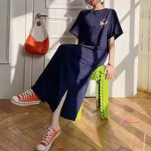 박스원피스 편한 여름 빅사이즈 트임 홈웨어 루즈핏 잠옷봄 임산부 롱원피스jkl839