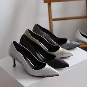 여자 물결 웨이브 반짝 구두 7cm 스텔레토 펌프스 발편한