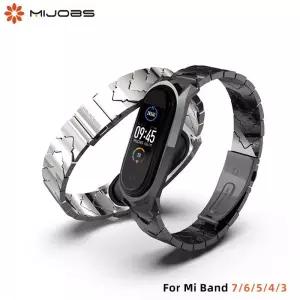 스마트 워치 손목 밴드 Xiao mi Mi Band 6 7 5 4 3 용 팔찌 스트랩 메탈 Pulsera