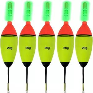 퀄리쿼리 조명 낚시 슬립 보버 4-5Pcs 우드/EVA 물고기 플로트 글로우 스틱 크래피 배스 팬피쉬 메기