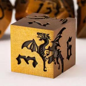 메탈릭 DND 드래곤 주사위 세트 던전 및 RPG TTRPG D 7-다이 선물 케이스 포함 샤프 엣지 폴리헤드럴