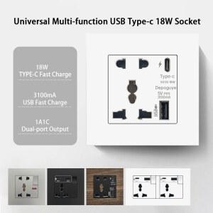 범용 18W 타입 C 고속 충전 3/5핀 소켓 영국형 벽면 전기 콘센트 USB 충전기 화이트 스마트 더블 파워 소켓 플러그