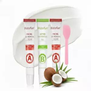 여성용 와토펀 페이셜 제모 크림 진정 알로에 젤 3분간 없는 완벽한 민감한 피부를 위한 순한 식물성