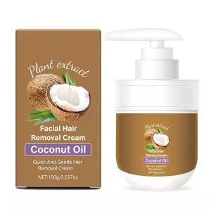여성용 얼굴 제모 크림 코코넛 오일 상부 입술과 턱 순하고 자극적이지 않은 과도한 모발 제거 3.52 floz
