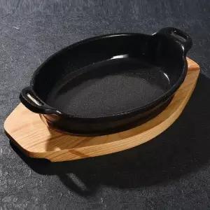 주물팬 타원형 대형 스테이크 플레이팅 무쇠팬