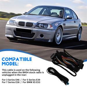 BMW E46 E38 X5 M3 안드로이드 카 스테레오 헤드 유닛 라디오 Fakra 안테나 전원 17+ 40핀 연장 하네스 배
