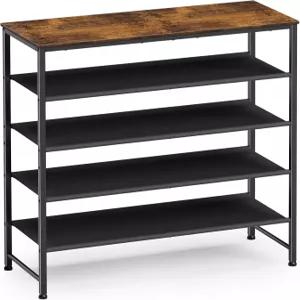 입구용 키큐어 5단 신발장 공간 절약형 정리함 나무 상판 옷장용 금속 프레임 신발 보관함 1520켤레