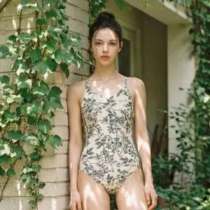 [엘르] 플라워 패턴 잔골지 삼각 수영복 ELF-Z104B