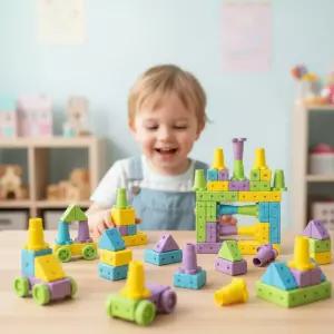 소프트 회전 자석 벽돌 블록 컵쌓기 마그넷 블럭 쌓기놀이 모양만들기 스태킹 (52p)