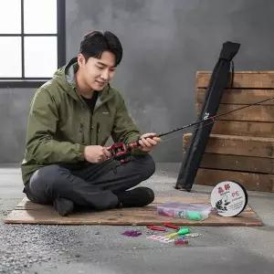 입문용 베이트릴 루어 낚시대 세트 오색합사라인 1.6m 구성