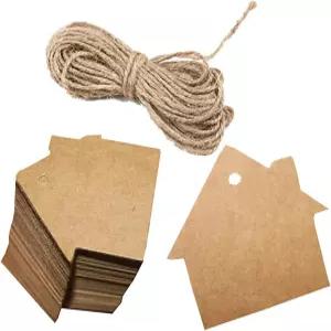 수제 예술 결혼식 크리스마스 및 홀리데이 파티를 위한 크래프트 페이퍼 기프트 태그 빈 집 모양 종이와