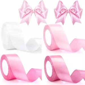선물 포장 꽃다발 결혼 파티 장식용 4롤 핑크 새틴 리본 1 1/2인치 25야드/롤 총